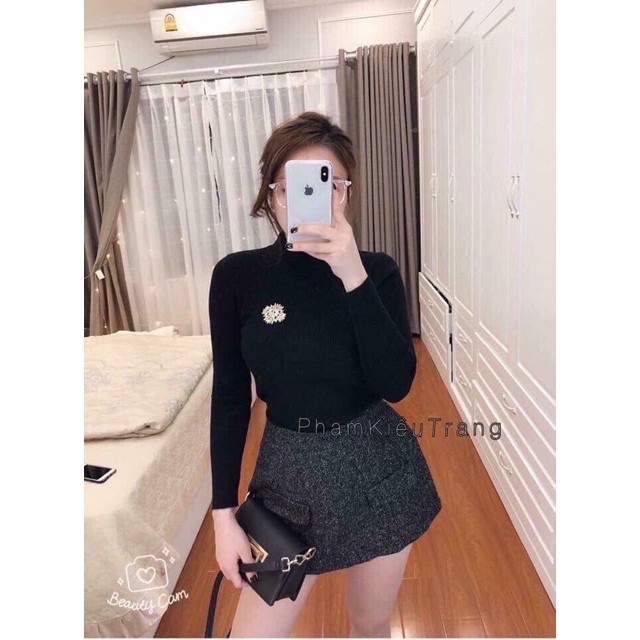 Áo len gân cổ 3 phân siêu mềm, mát