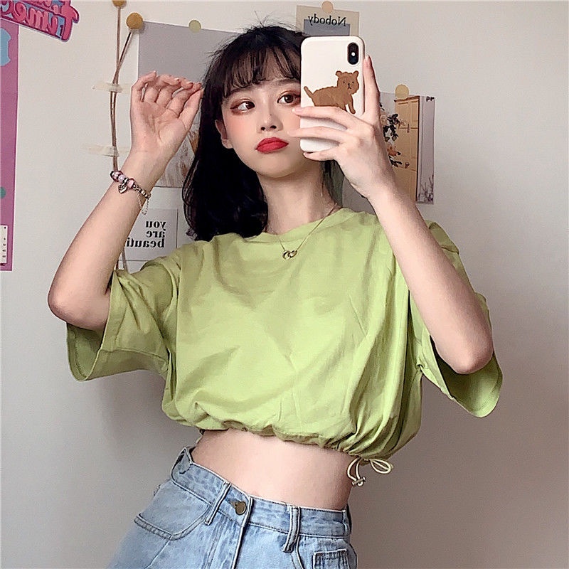 Áo croptop nữ tay ngắn cạp cao Hàn Quốc áo thun JL-TX-33