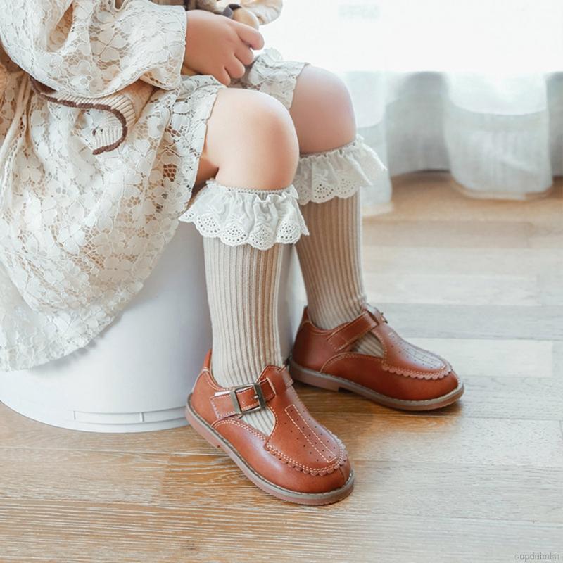 Cặp tất chân cotton mềm mại phối ren thoải mái dành cho bé