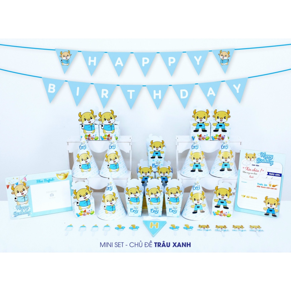 Set giấy Mini trang trí bàn sinh nhật thôi nôi cho bé trai bé gái dễ thương tiện lợi phụ kiện trang trí sinh nhật