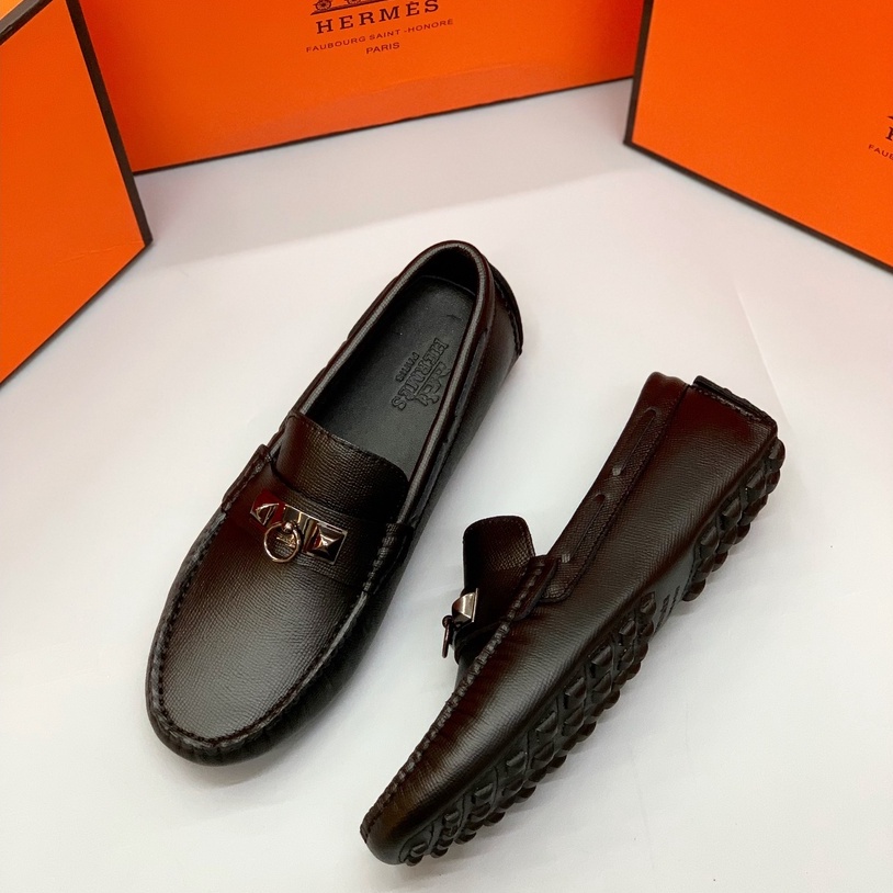 Giày Moca Hermes fullblack móc khóa LA fullbox