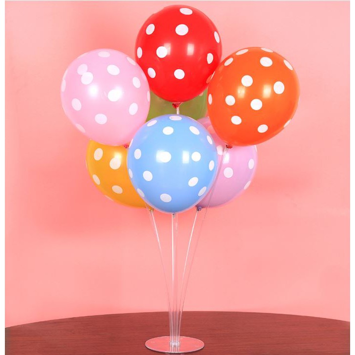 Bộ trụ để bong bóng trang trí, Chân đế bong bóng để bàn gồm 7 thanh màu trong suốt cao 75cm RPL007