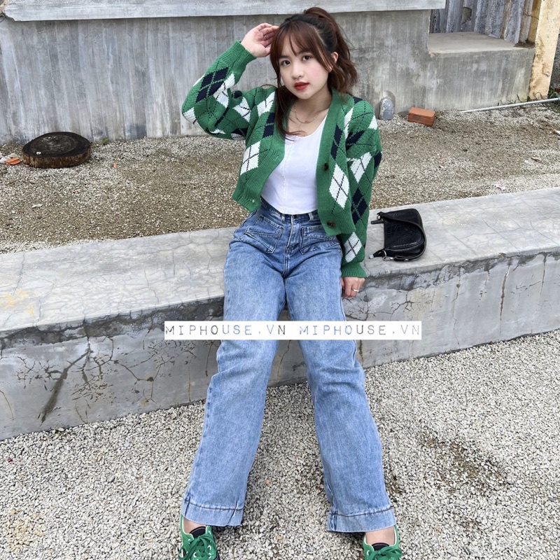 Áo khoác Cardigan len hoạ tiết Trám phong cách Âu mỹ, Hàn Quốc - M006