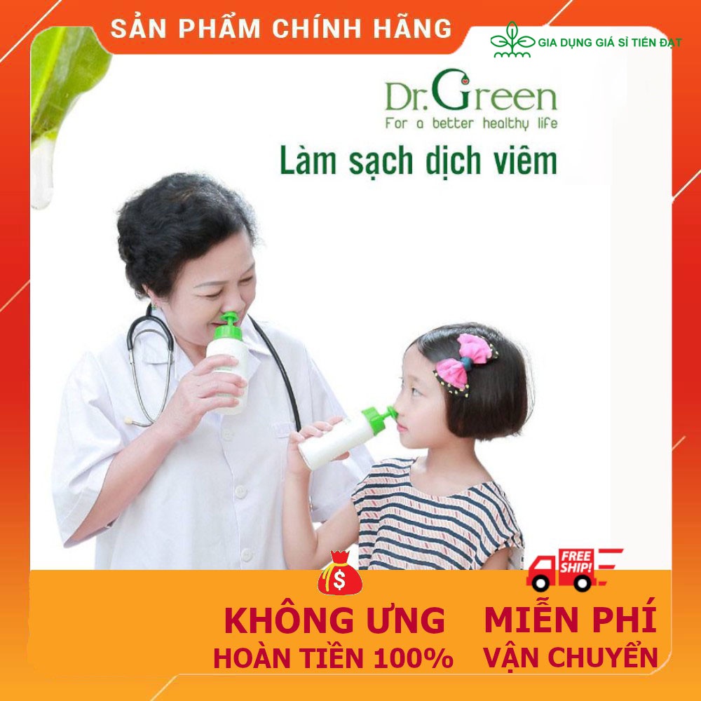 Bình Rửa Mũi Dr Green 240ml Tặng Kèm 10 Gói Muối Biển - Không Lo Viêm Mũi, Ho Khi Giao Mùa