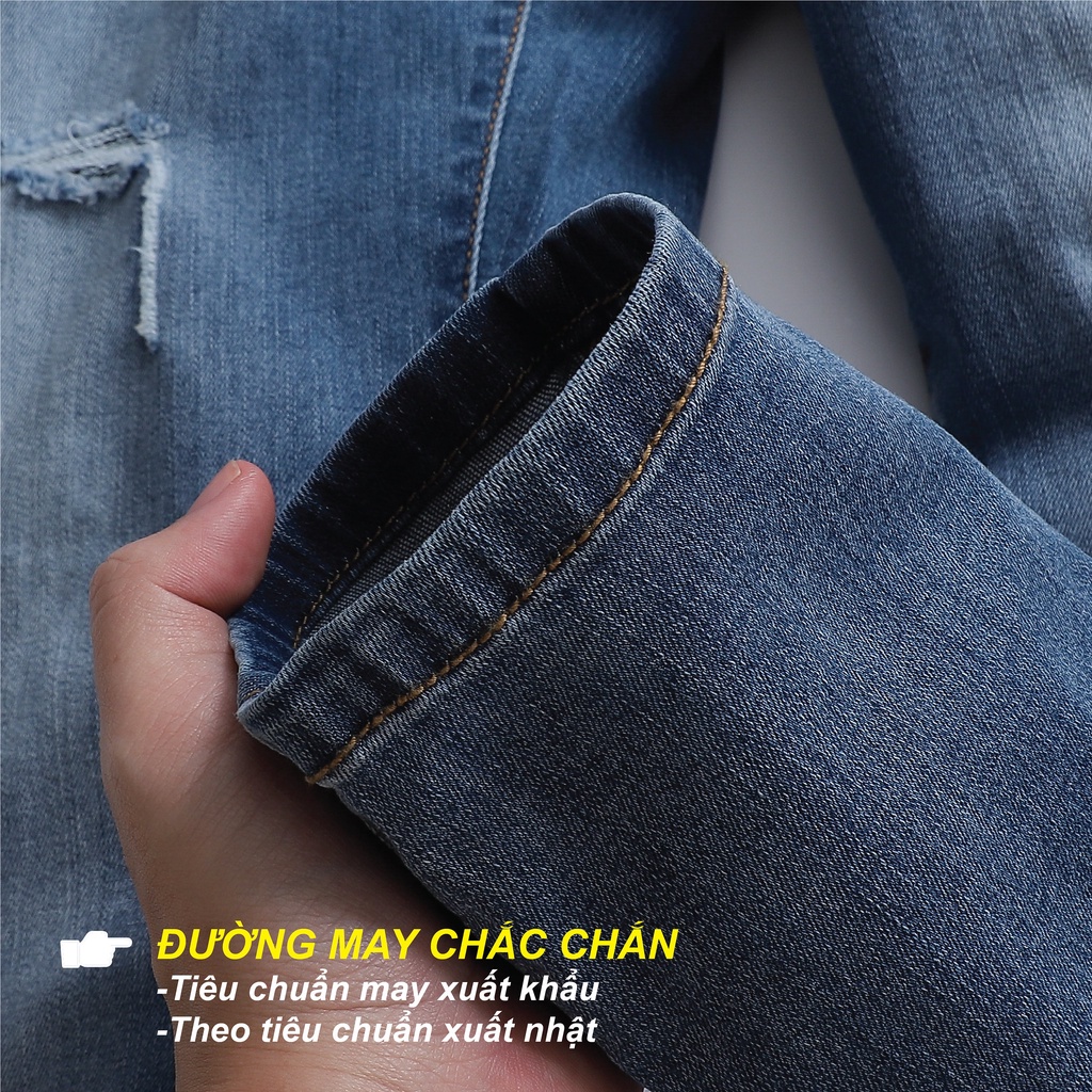 Quần jean Nam Rách Gối GRAYHOMME Chất Bò Co Dãn Thoải mái, nhiều mầu và nhiều kiểu rách