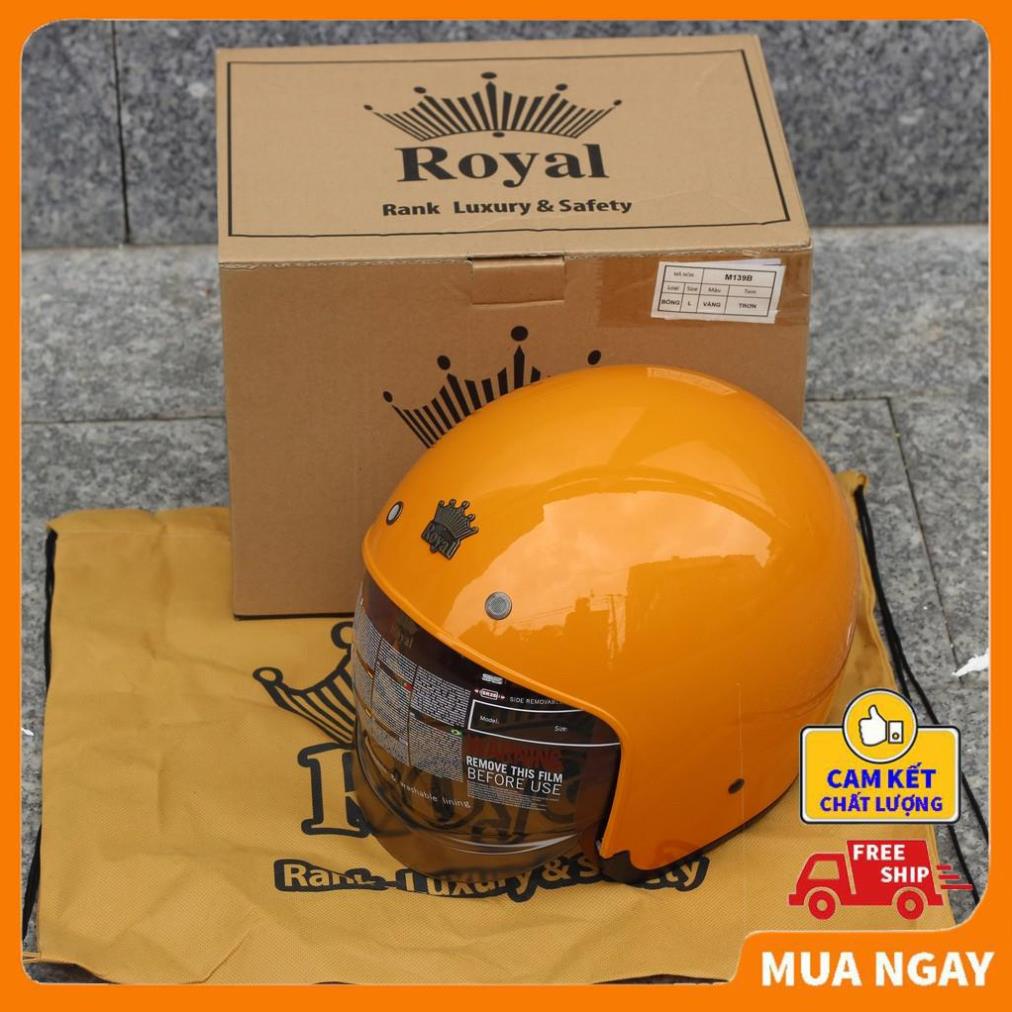 Mũ bảo hiểm 3/4 có kính âm Royal M139 vàng nghệ bóng