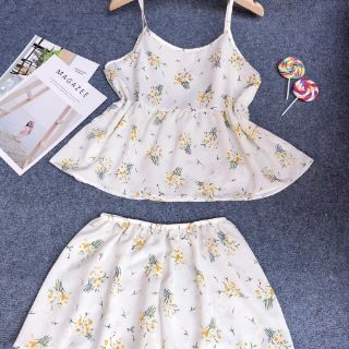 Bộ ngủ lụa ( voan ), Sét bộ 2 dây❤️bộ đùi mặc