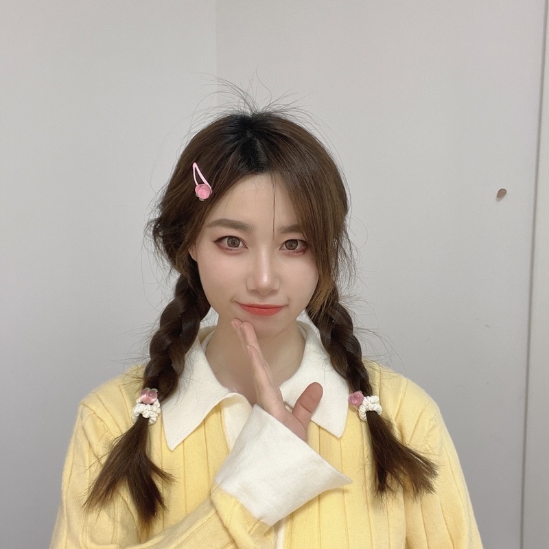 Dây Buộc Tóc Cao Su Họa Tiết Quả Đào Màu Hồng Dễ Thương Quyến Rũ Phong Cách Hàn Quốc