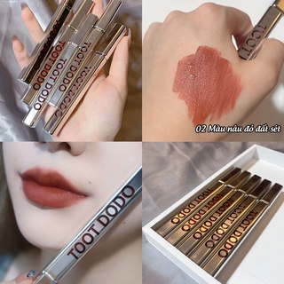 Son kem vỏ bạc toot dodo, son nội địa trung vỏ đỏ 5 màu hot trend mịn lì mọng môi t801