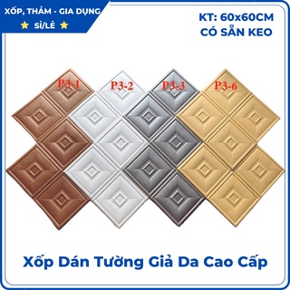 Xốp dán tường giả da ô vuông - miếng dán tường, tấm dán tường 3d - kích thước 60x60cm - dán tường, dán trần, chống ồn