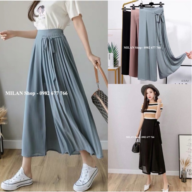 Quần ống sớ rộng giả váy các kiểu thời trang