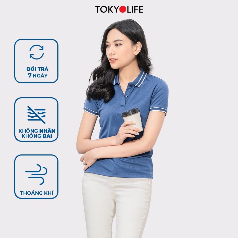 Áo Polo Nữ phông cộc tay, vải cotton Cao Cấp Thoáng Mát Thời Trang TOKYOLIFE I9POL002K