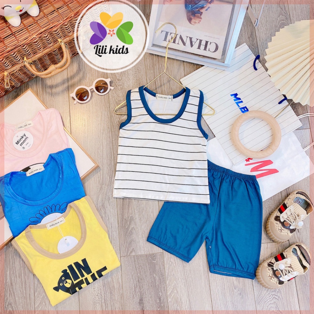 Bộ ba lỗ cho bé LILIKIDS chất thun lạnh họa tiết vải thông hơi mềm mịn cho bé từ 8-18kg BBL03