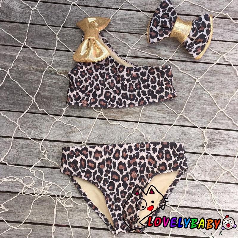 Bộ Bikini 2 Mảnh + Băng Đô Họa Tiết Da Báo Cho Bé Gái | BigBuy360 - bigbuy360.vn