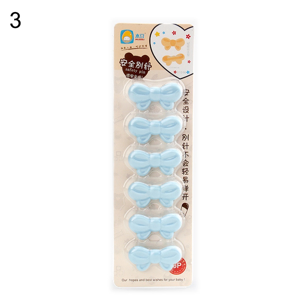 Set 6 Kẹp Giữ Khăn Yếm Em Bé Hình Gấu Thắt Nơ Dễ Thương
