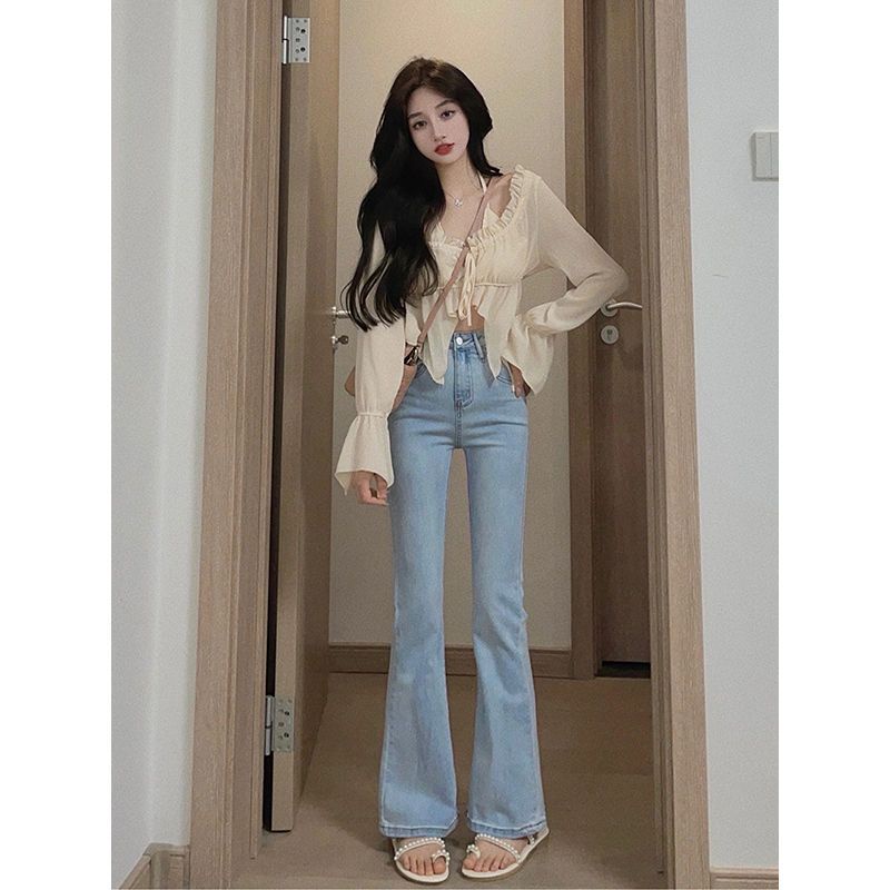 Quần Jeans Lửng Lưng Cao Phong Cách Retro Thời Trang Cho Nữ