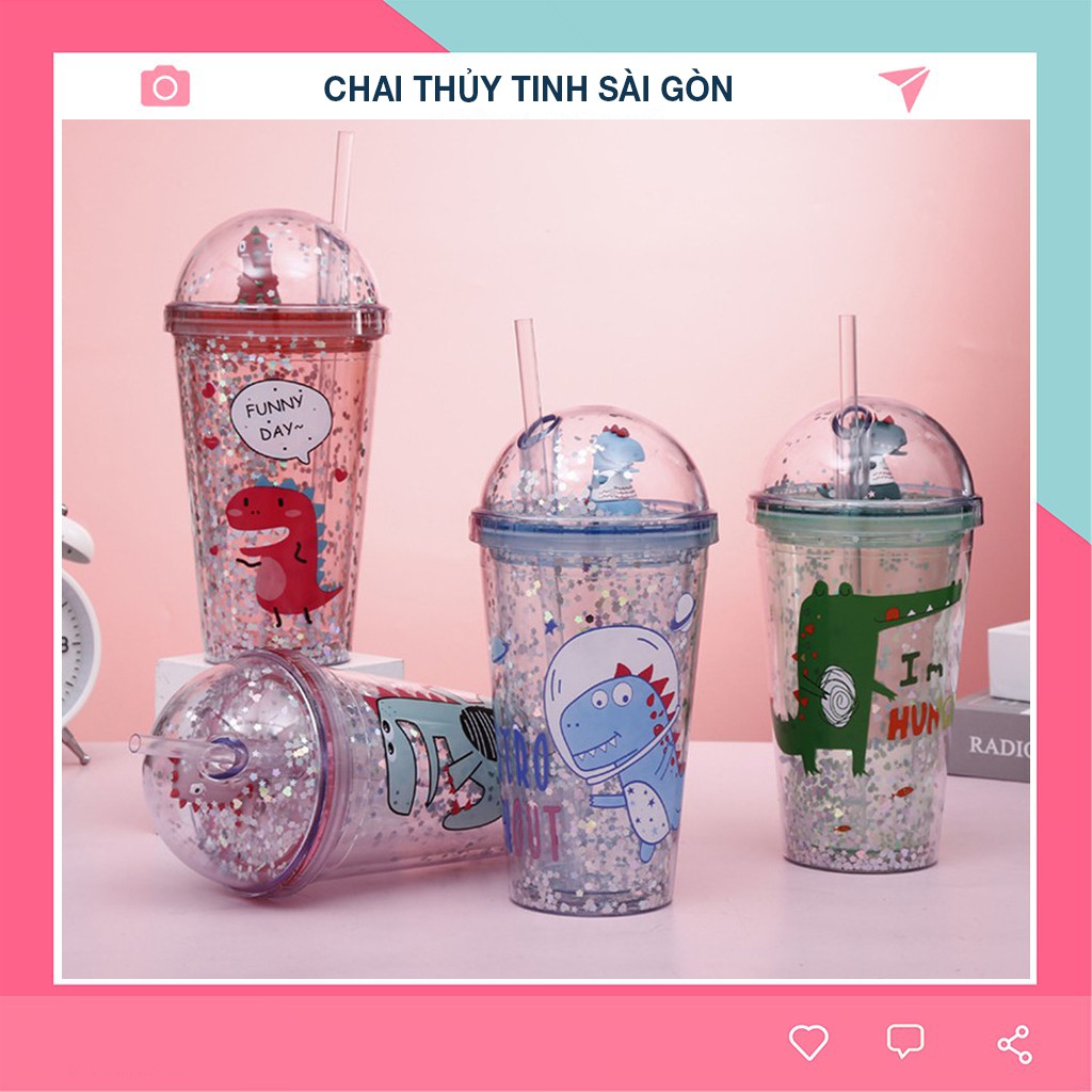 🍓Bình nước Giữ nhiệt 500ml  2 lớp KHỦNG LONG cute
