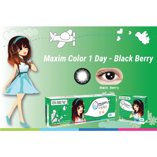 Kính áp tròng dùng 1 ngày Maxim Colors màu Black Berry Hàn Quốc có độ ( 0.00 - 9.00)