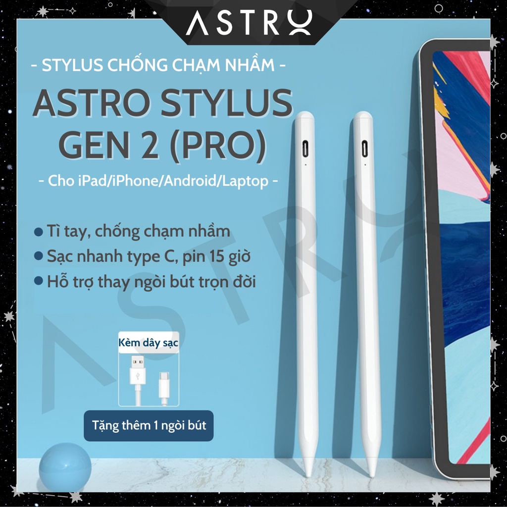 [Quà 450K] Bút cảm ứng iPad Stylus AstroMazing Pencil 2 Pro dành cho iPad Pro 11 12.9 Gen 6 7 8 9 10 Air 4 5 Mini