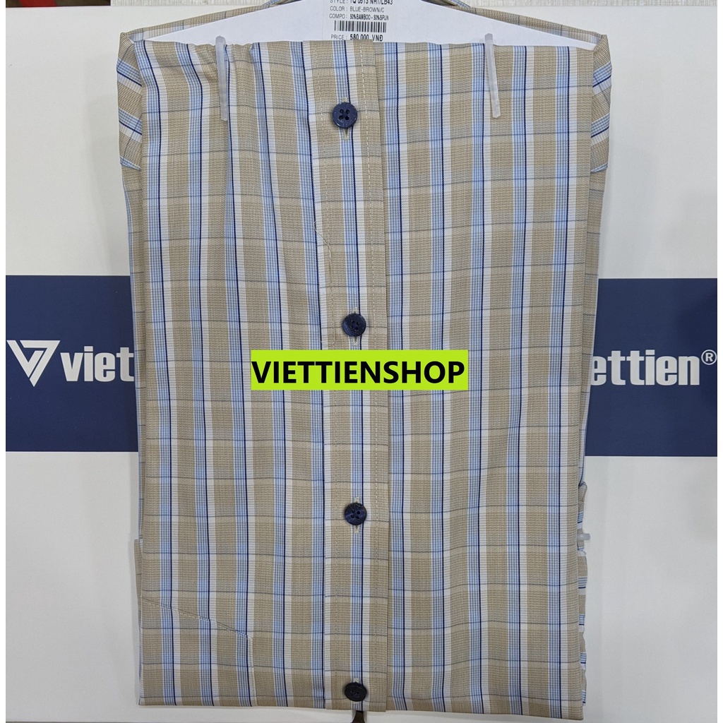 ÁO SƠ MI VIỆT TIẾN NGẮN TAY VẢI TRE CA RÔ