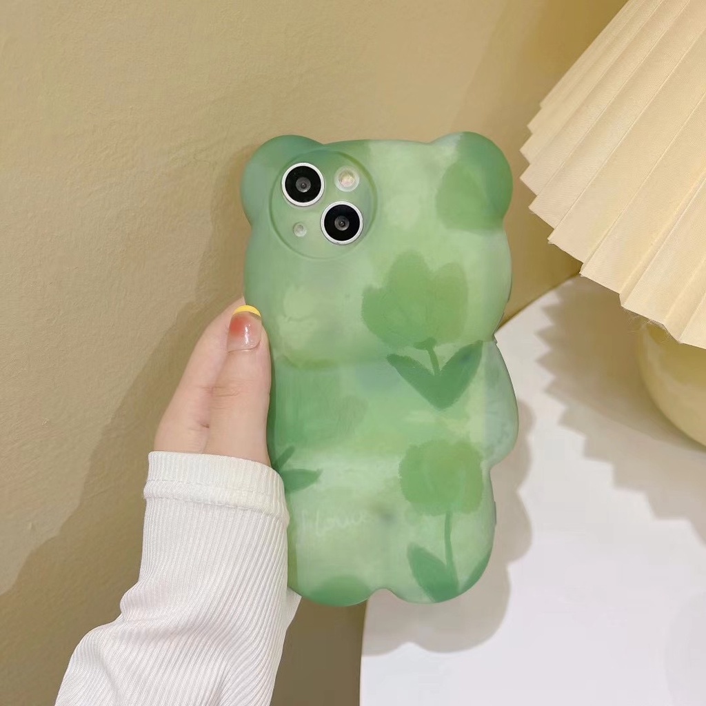 Ốp Điện Thoại Mềm In Hình Gấu 3D Cho Iphone 13 pro max 12 pro max 11 pro max xs max xr x