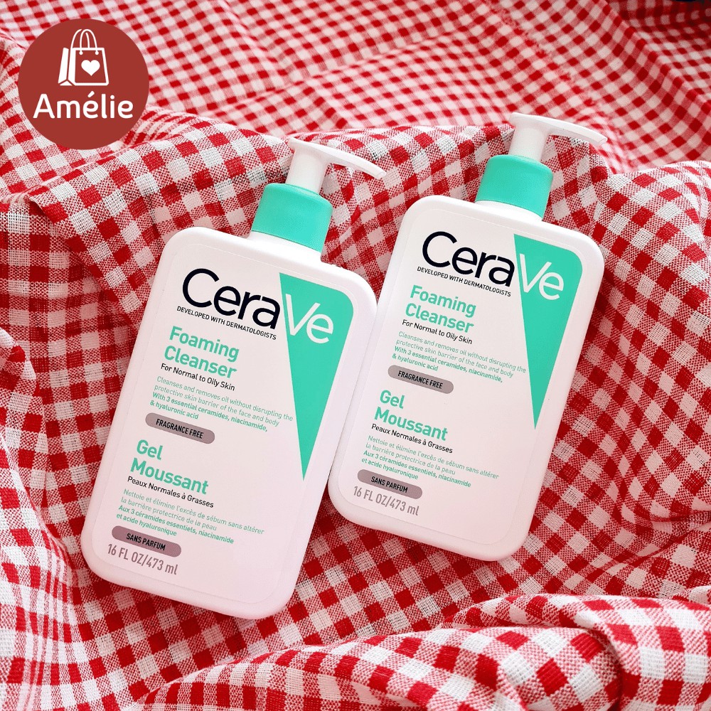 [BẢN PHÁP] Sữa rửa mặt dạng gel tạo bọt Cerave Foaming Cleanser chứa 3 loại ceramide dành cho da dầu mụn