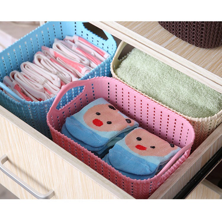 Giỏ nhựa giả mây đan vintage