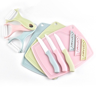 Bộ dụng cụ 3 món cắt gọt hoa quả kèm thớt (thớt 15.5x19.5) tiện dụng