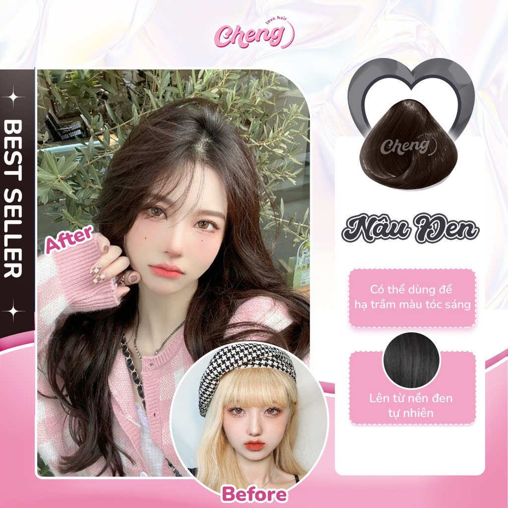 Thuốc nhuộm tóc NÂU ĐEN không tẩy tặng oxi trợ nhuộm | Chenglovehair, Chenglovehairs