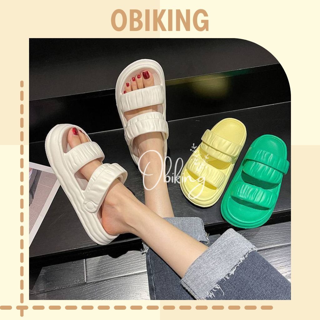 Dép sandal nhún bánh mì đế cao, dép quai hậu nữ đi học đi chơi siêu êm