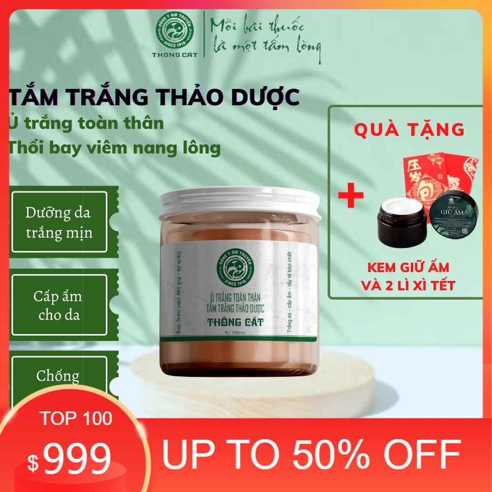 Bột tắm trắng thảo mộc Đông Y Gia Truyền thông Cát (Since 1918) dưỡng da trắng sáng sau 1 tuần sử dụng