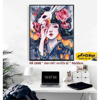 D698 Tranh tô màu theo số sơn dầu số hóa ARTSHOP đã căng khung sẵn và dầu phủ bóng