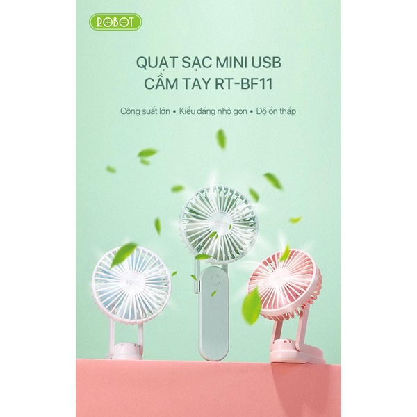 Quạt cầm tay USB mini fan 3in1 ROBOT RT-BF11 cao cấp chính hãng xịn xò 🎄🎄🎄