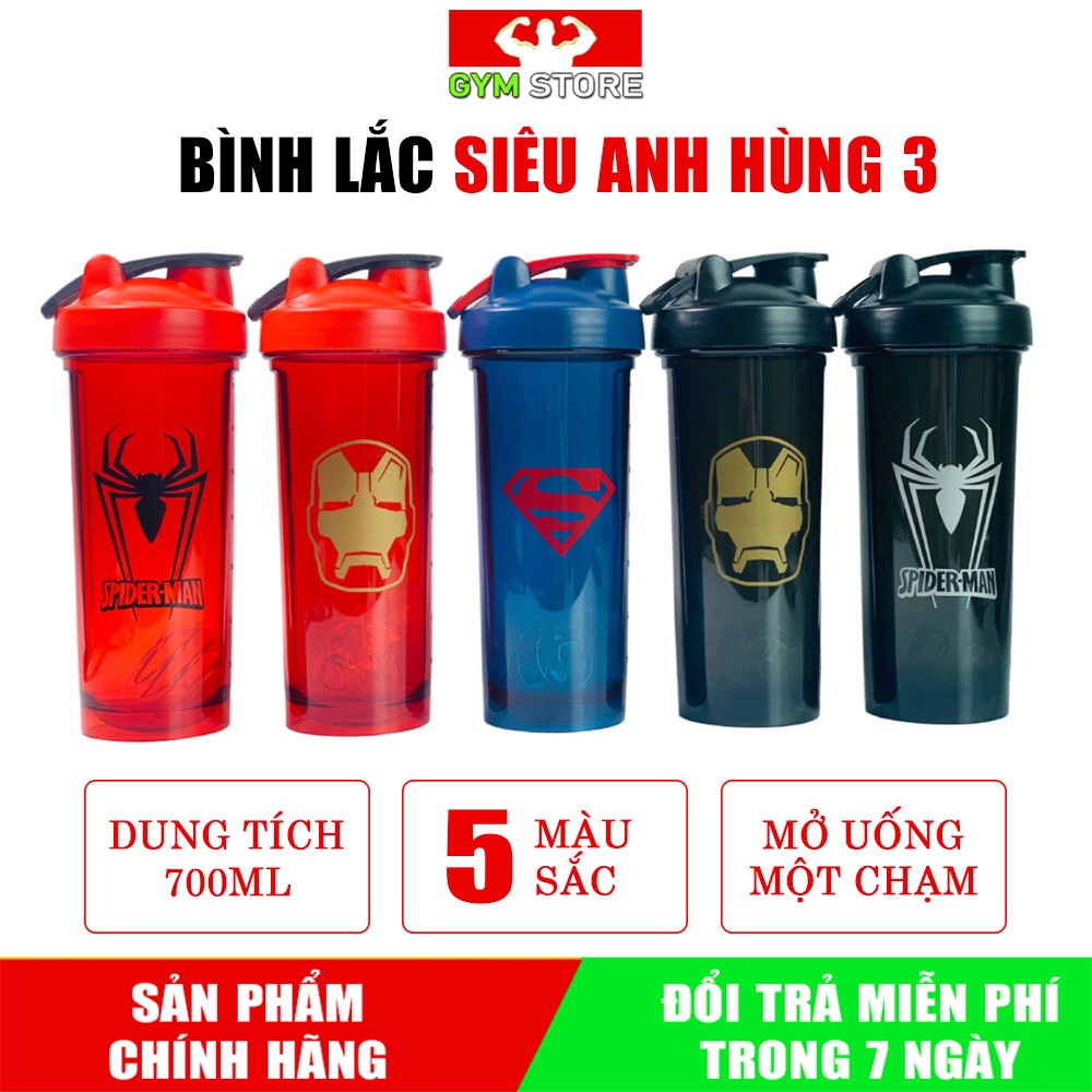 Bình Lắc Shaker Tập Gym 700ML - Siêu Anh Hùng Marvel SAH3