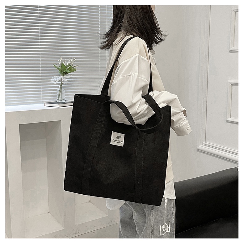 Túi tote đeo vai nhung tăm phong cách Hàn Quốc cỡ to cực đẹp