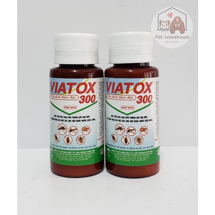 Viatox 300 pha phun ve rận bọ chét cho thú cưng chó mèo, mò mạt gà
