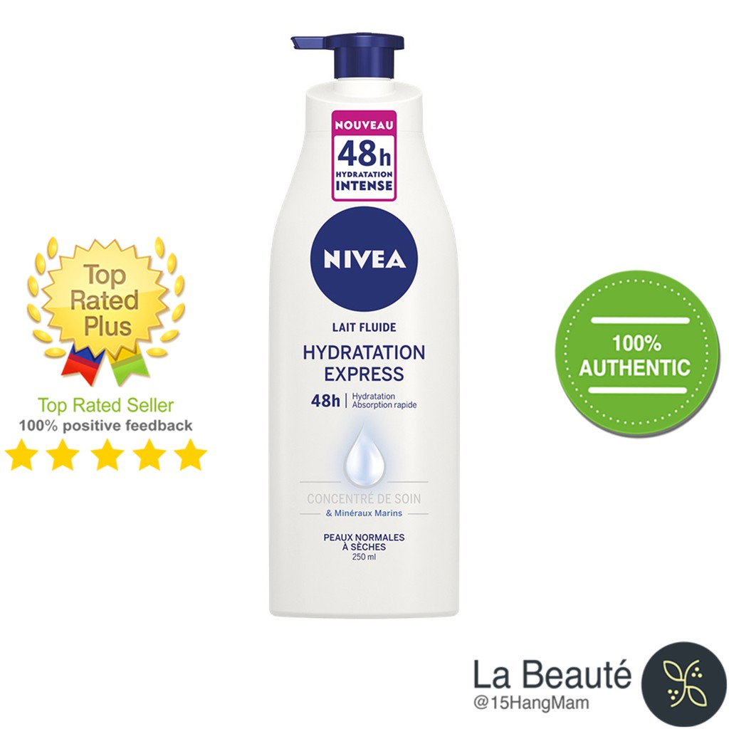 NIVEA Lait Fluide Hydratation Express 48h - Sữa Dưỡng Thể Cấp Ẩm 48h Cho Da Thường Đến Da Khô 250ml