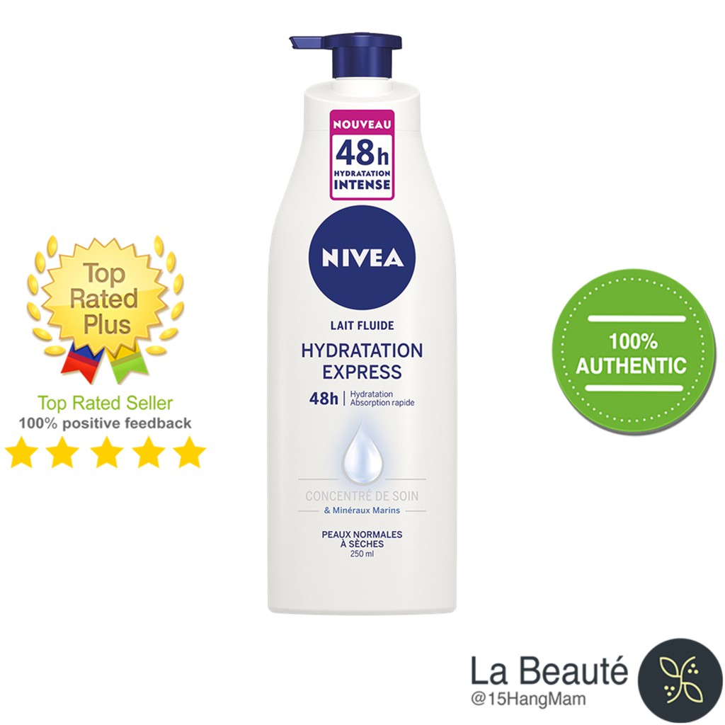 NIVEA Lait Fluide Hydratation Express 48h - Sữa Dưỡng Thể Cấp Ẩm 48h Cho Da Thường Đến Da Khô 250ml