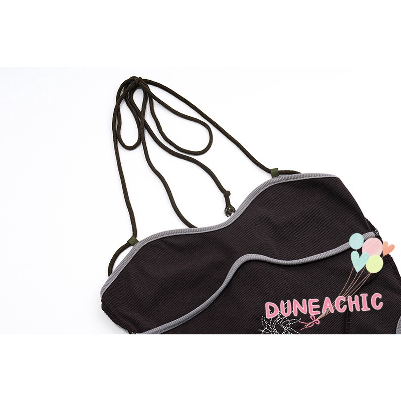 DUNEA Áo Hai Dây In Họa Tiết Xinh Xắn Dành Cho Nữ