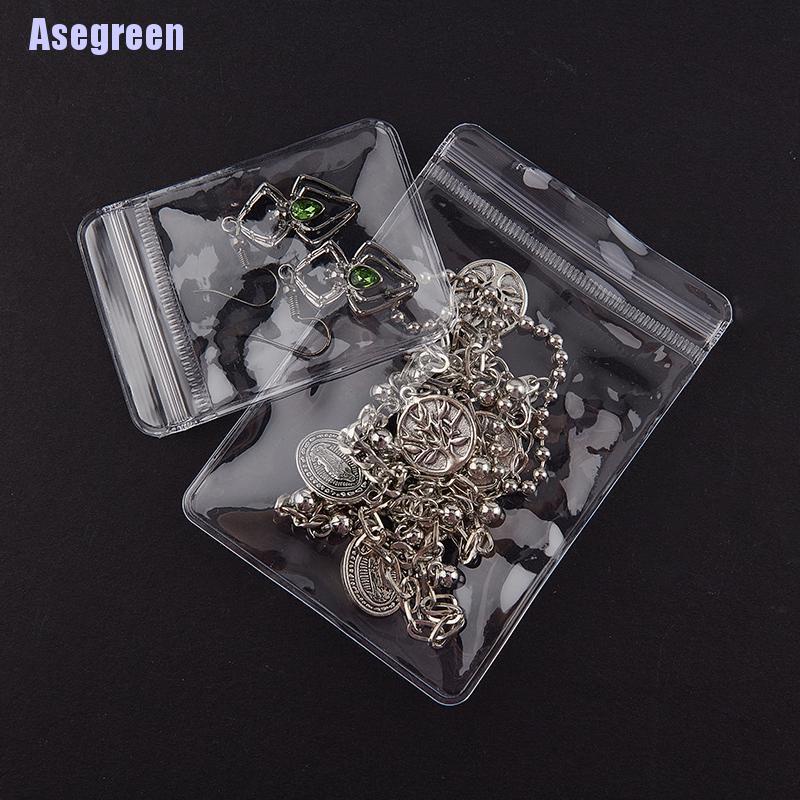 Set 20 bao túi zip nhựa PVC hai mặt trong suốt đựng trang sức tiện dụng