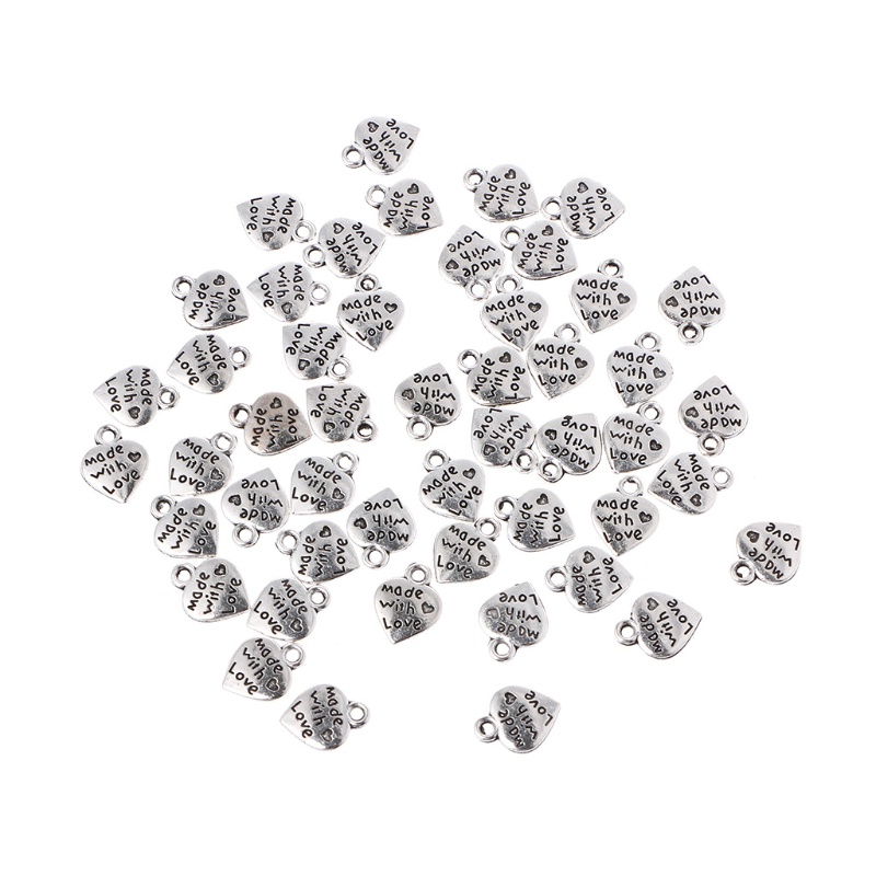 Set 50 Mặt Dây Chuyền Hợp Kim Kẽm Hình Trái Tim / Trái Tim Độc Đáo 12x10mm