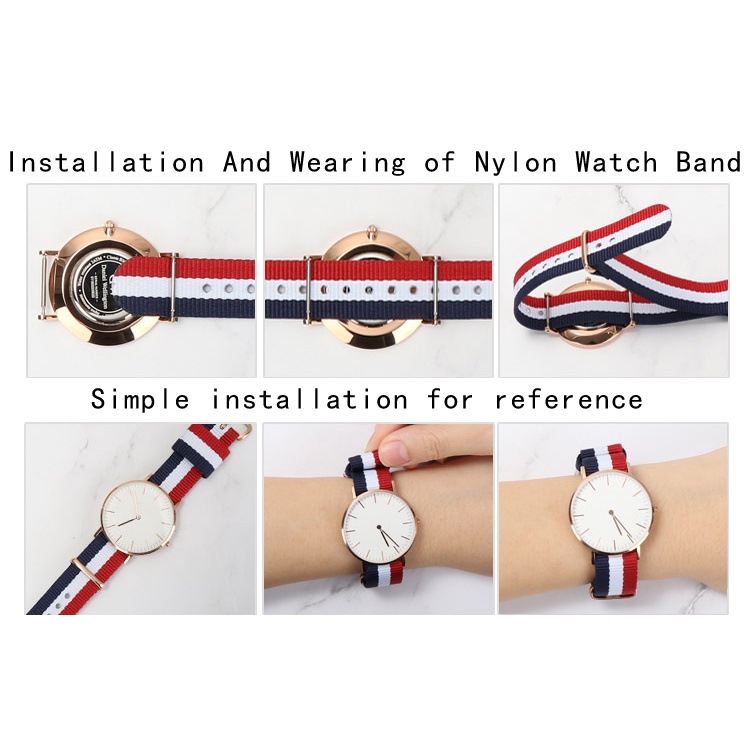 Daniel wellington Dây Đeo Đồng Hồ Bằng Nylon Màu Vàng Hồng 18mm 20mm Cho Nam & Nữ