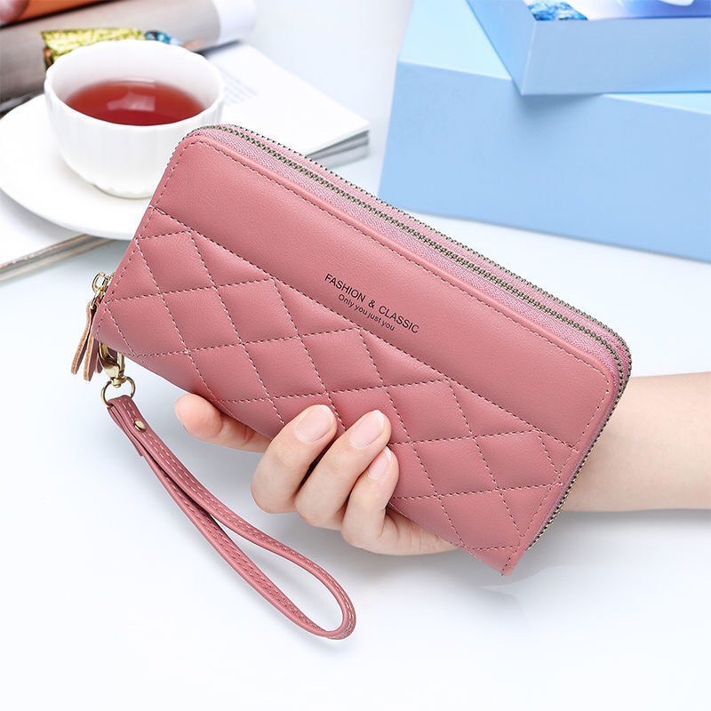 [Mã WAMT2405 giảm 10K đơn 0K] Ví Cầm Tay Nữ Thời Trang Kẻ Caro 2 Khoá Kéo Nhiều Ngăn Đựng Tiền,Đựng Thẻ Tiện Lợi TK905 | BigBuy360 - bigbuy360.vn