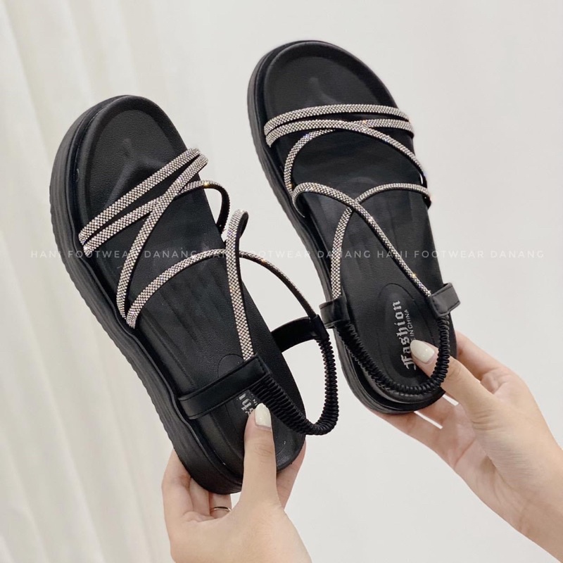 Dép sandal quai dây đinh đa, dép đế cao su 3cm