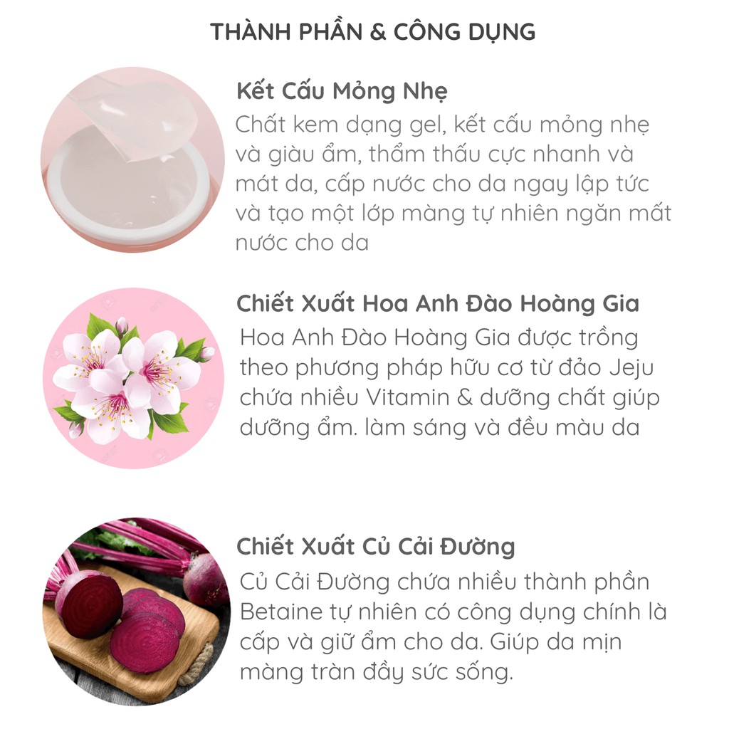 Gel Dưỡng Ẩm Trắng Da Innisfree Jeju Cherry Blossom Jelly Cream 50ml