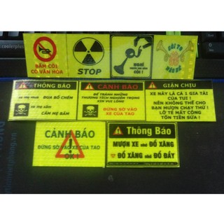 tem xe , tem cảnh báo phản quang combo 9 logo