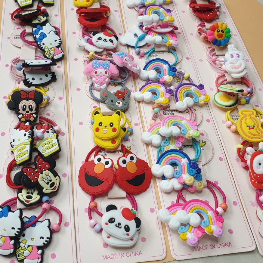 SET 2 CÁI DÂY BUỘC TÓC HOẠT HÌNH 3D CHUỘT MICKY KITTY CHO BÉ