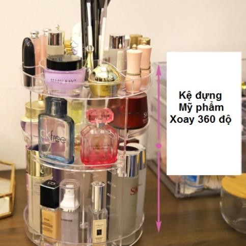 KỆ MỸ PHẨM TRỤ XOAY 360 ĐỘ 3 TẦNG [KỆ MICA][ HÀNG LOẠI 1 ]