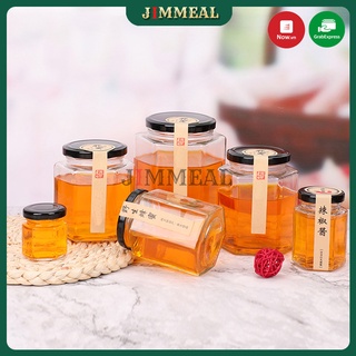 Hũ Thủy Tinh Lục Giác JIMMEAL Nắp Thiếc Đen Đựng Thực Phẩm, Đồ Khô Lọ Thủy Tinh, Hộp Thủy Tinh Lục Giác