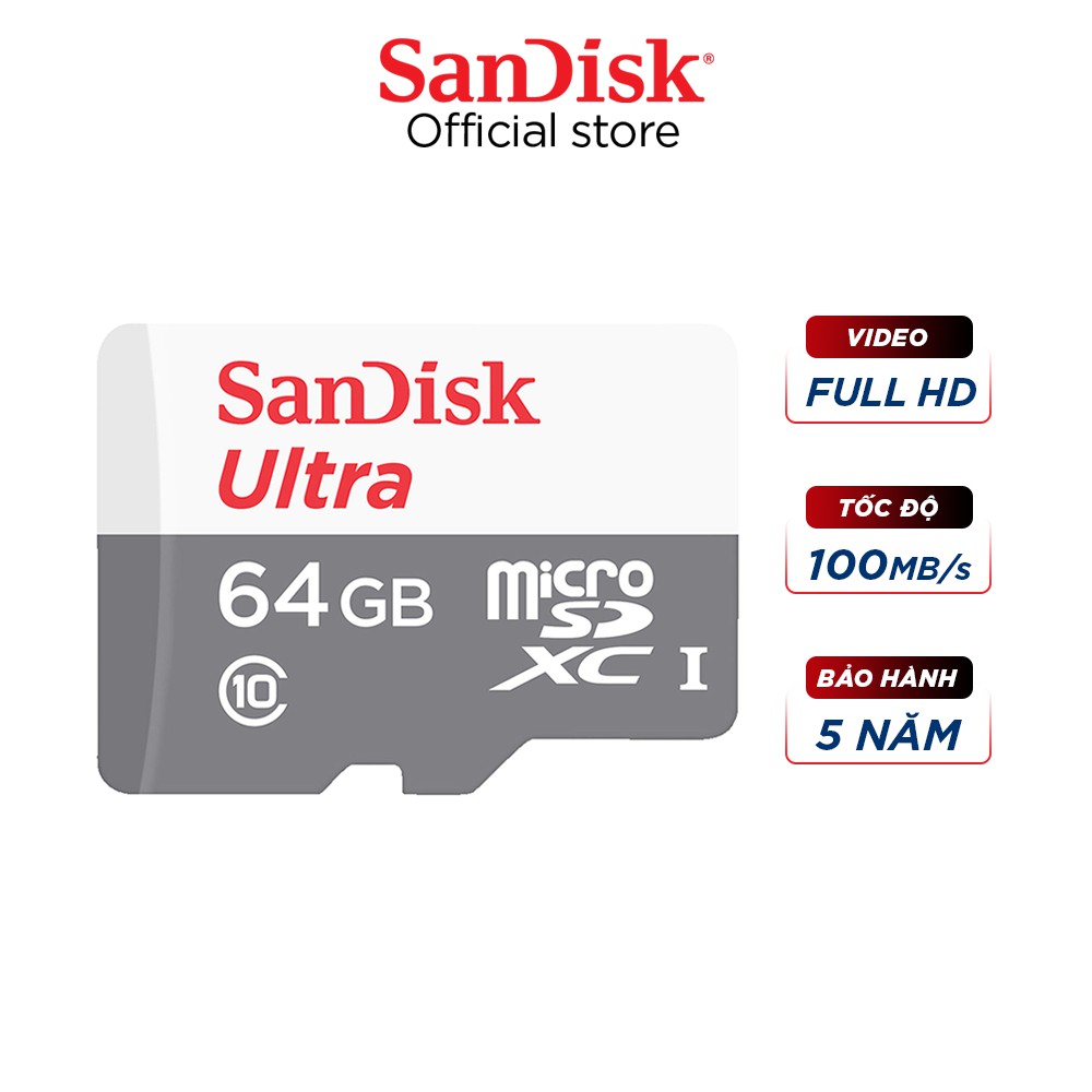 Thẻ nhớ micro SDXC Sandisk 64GB Ultra upto 100MB/s 533X UHS-I